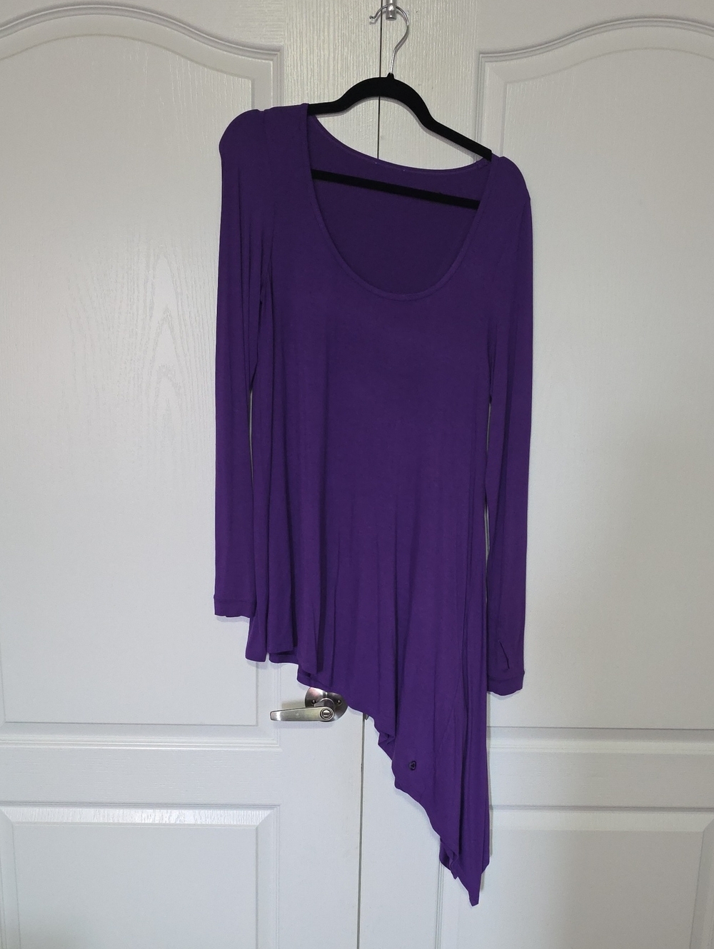 Women's Purple Asymmetric Long-Sleeve Tunic Top